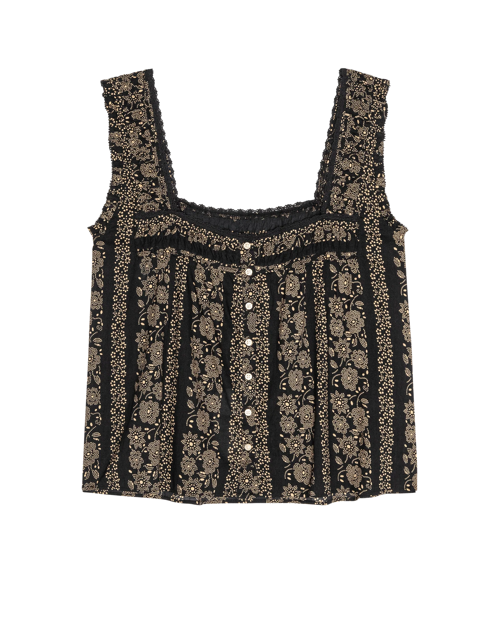 The Victorian Pleat Tank. -- Black And Cream Token Floral - Image 5