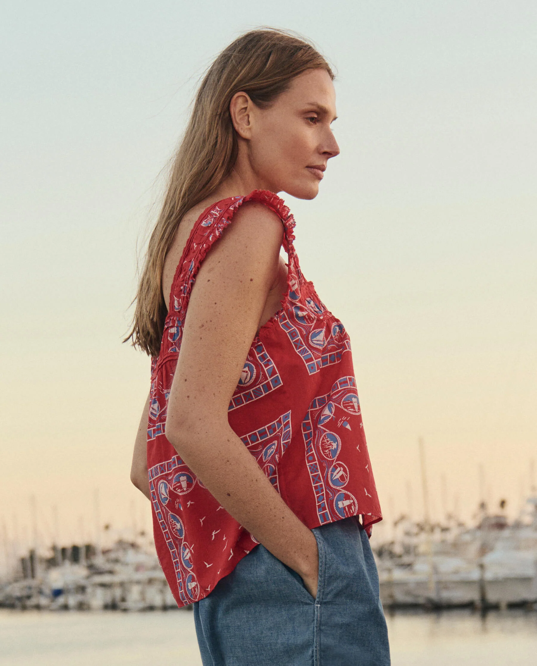The Victorian Pleat Tank. -- Red Sailboat Bandana - Image 3