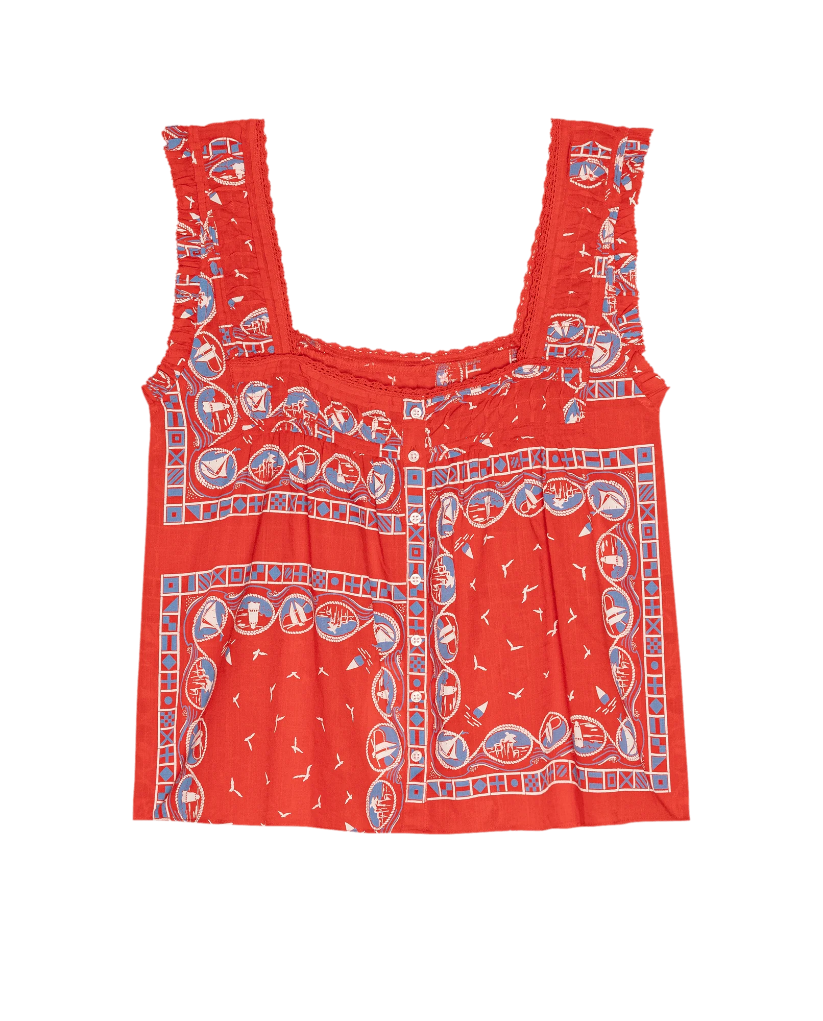 The Victorian Pleat Tank. -- Red Sailboat Bandana - Image 6