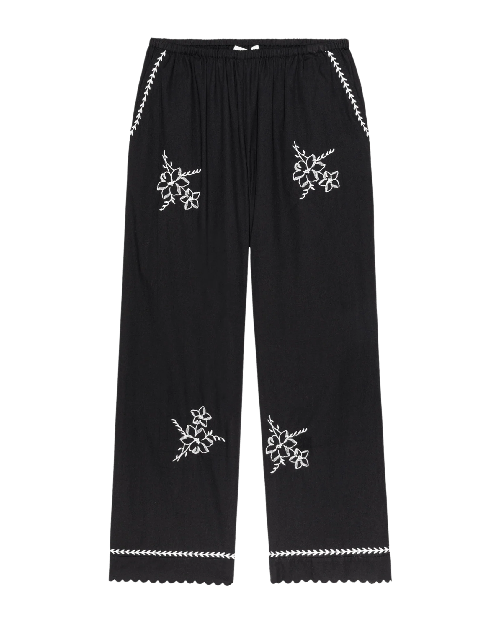 The Weekend Pant W/ Hanky Embroidery. -- Black - Image 5