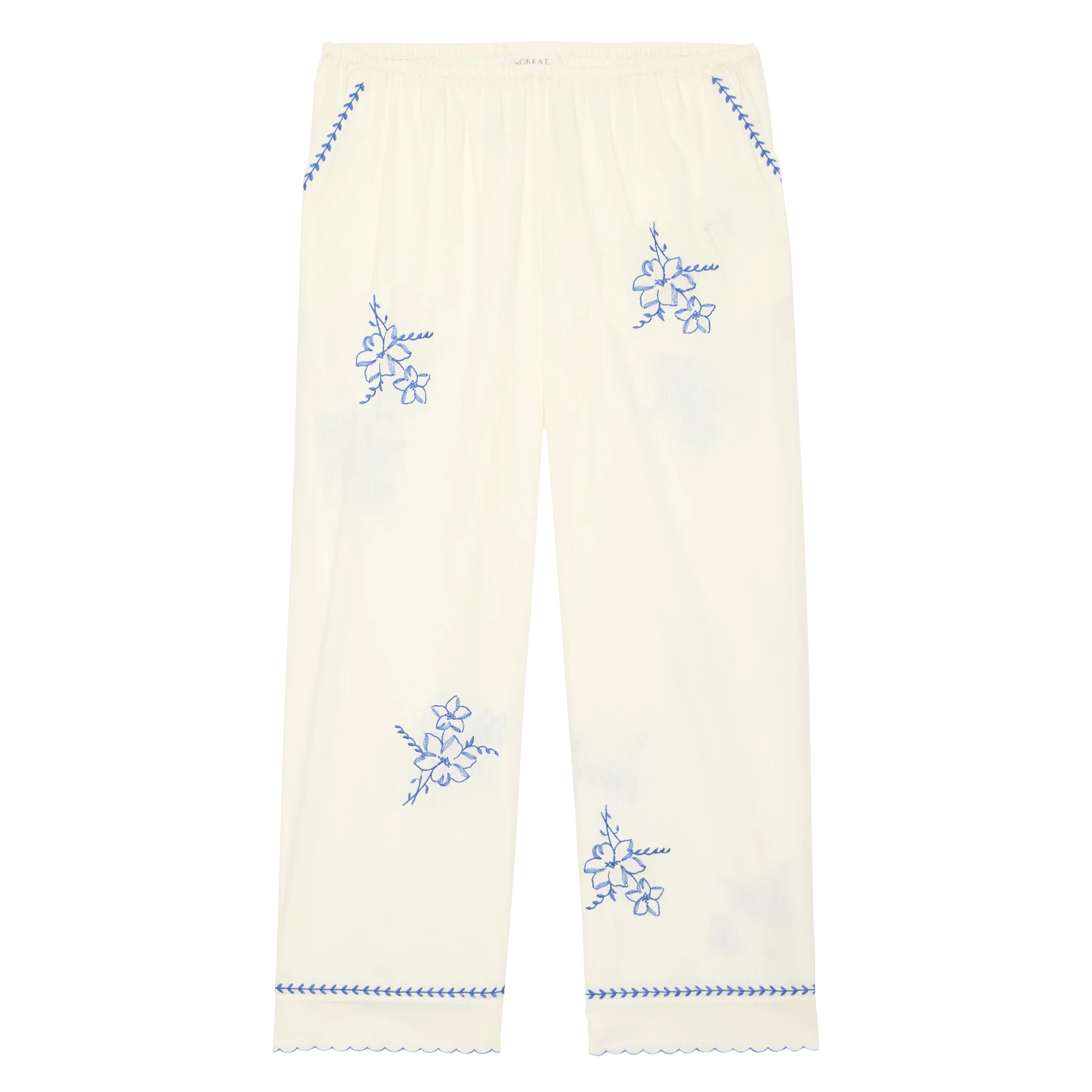 The Weekend Pant W/ Hanky Embroidery. -- Cream - Image 6