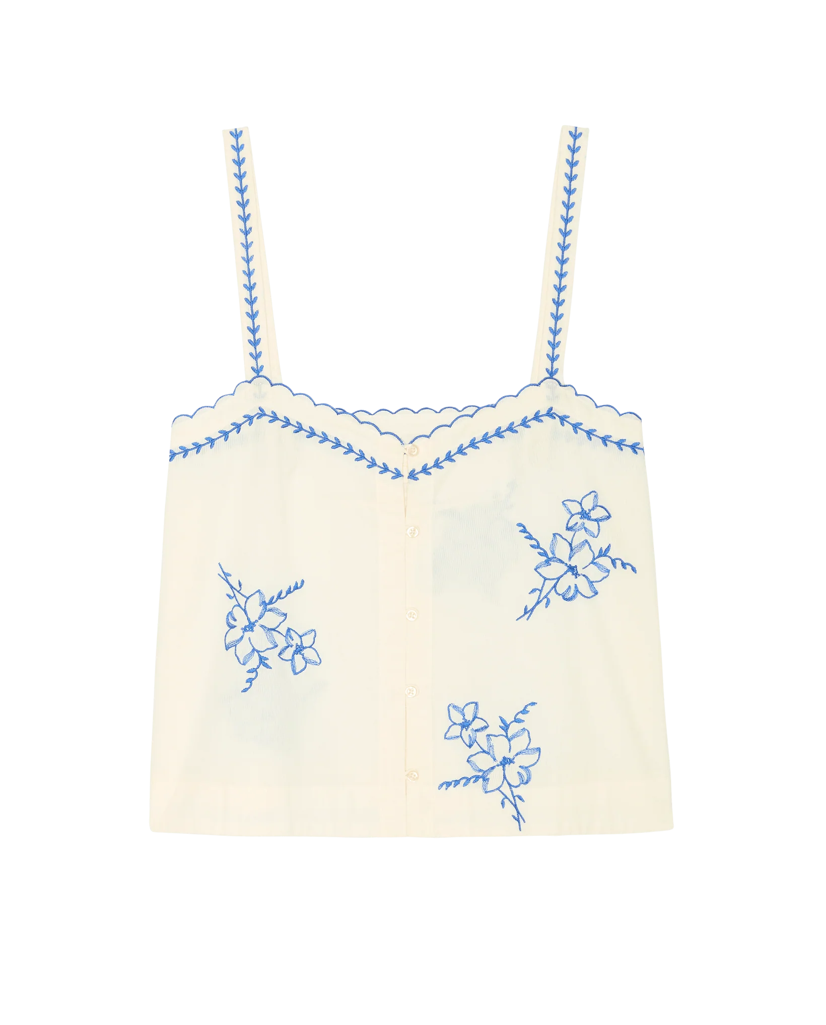 The Weekend Tank W/ Hanky Embroidery. -- Cream - Image 5