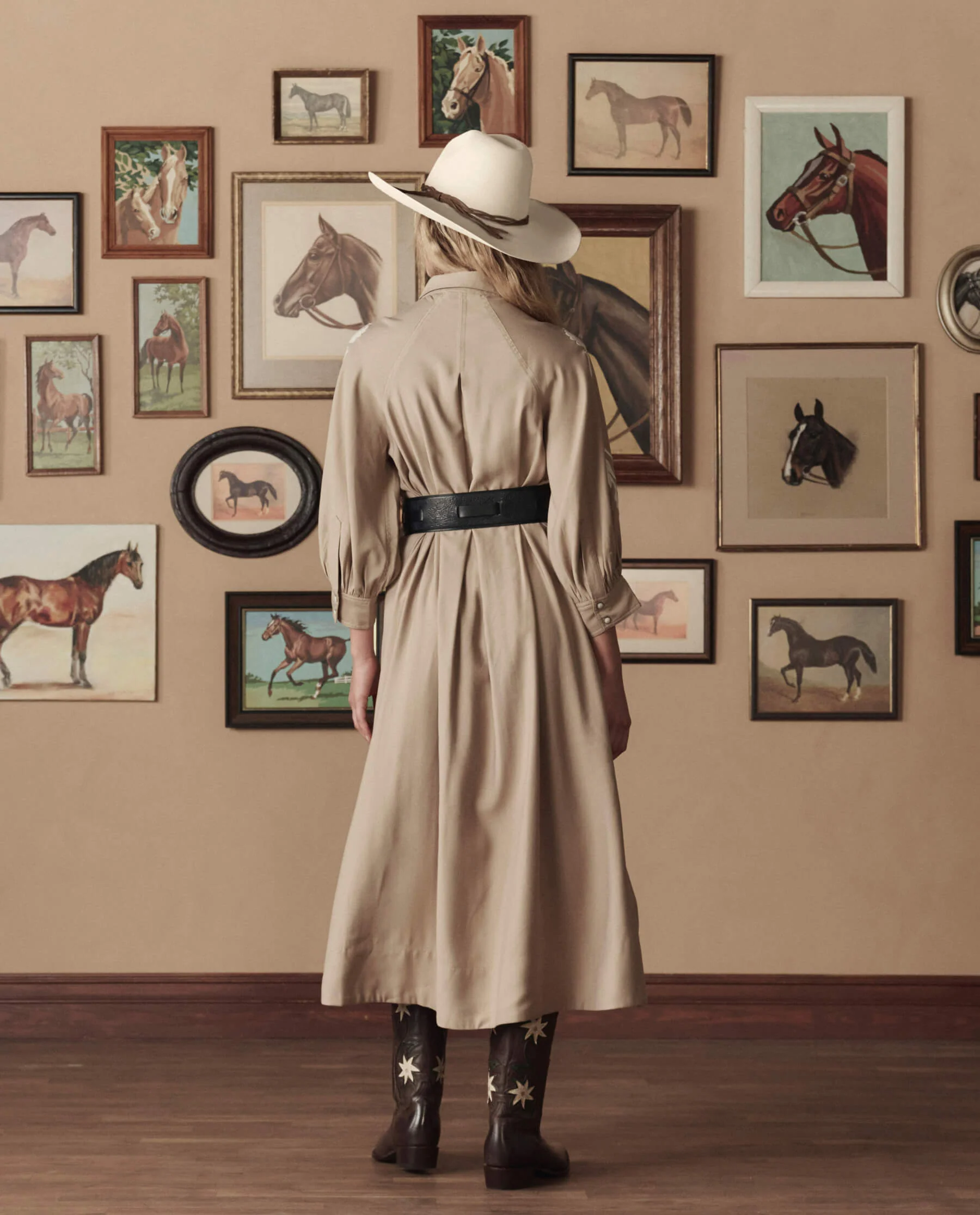 The Western Embroidered Herd Dress. -- Soft Tan W/ Cream Emb - Image 5