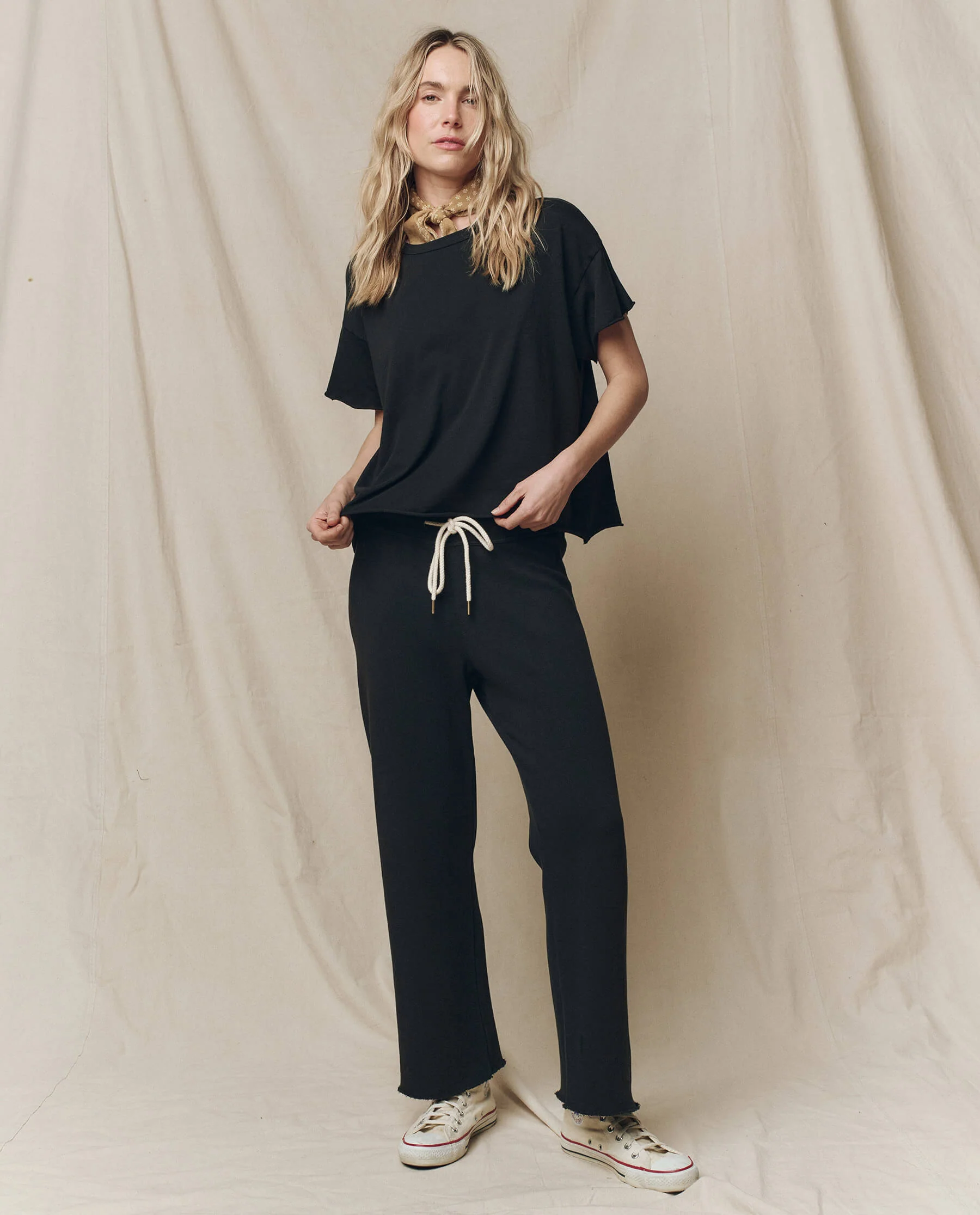 The Wide Leg Cropped Sweatpant. -- Almost Black - Image 4