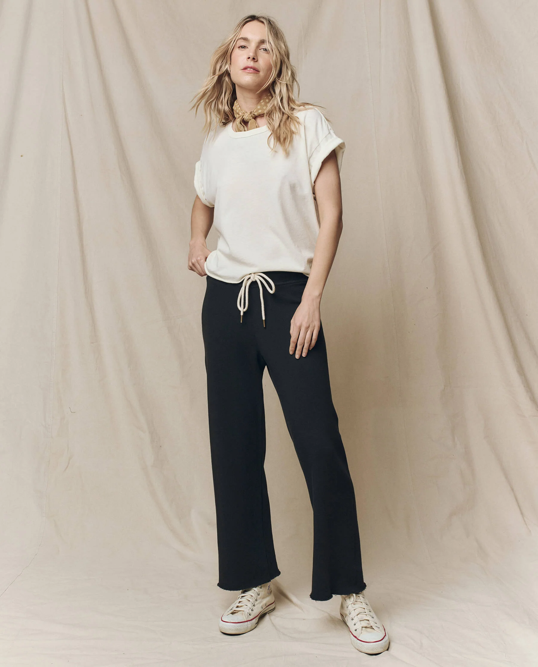 The Wide Leg Cropped Sweatpant. -- Almost Black - Image 5