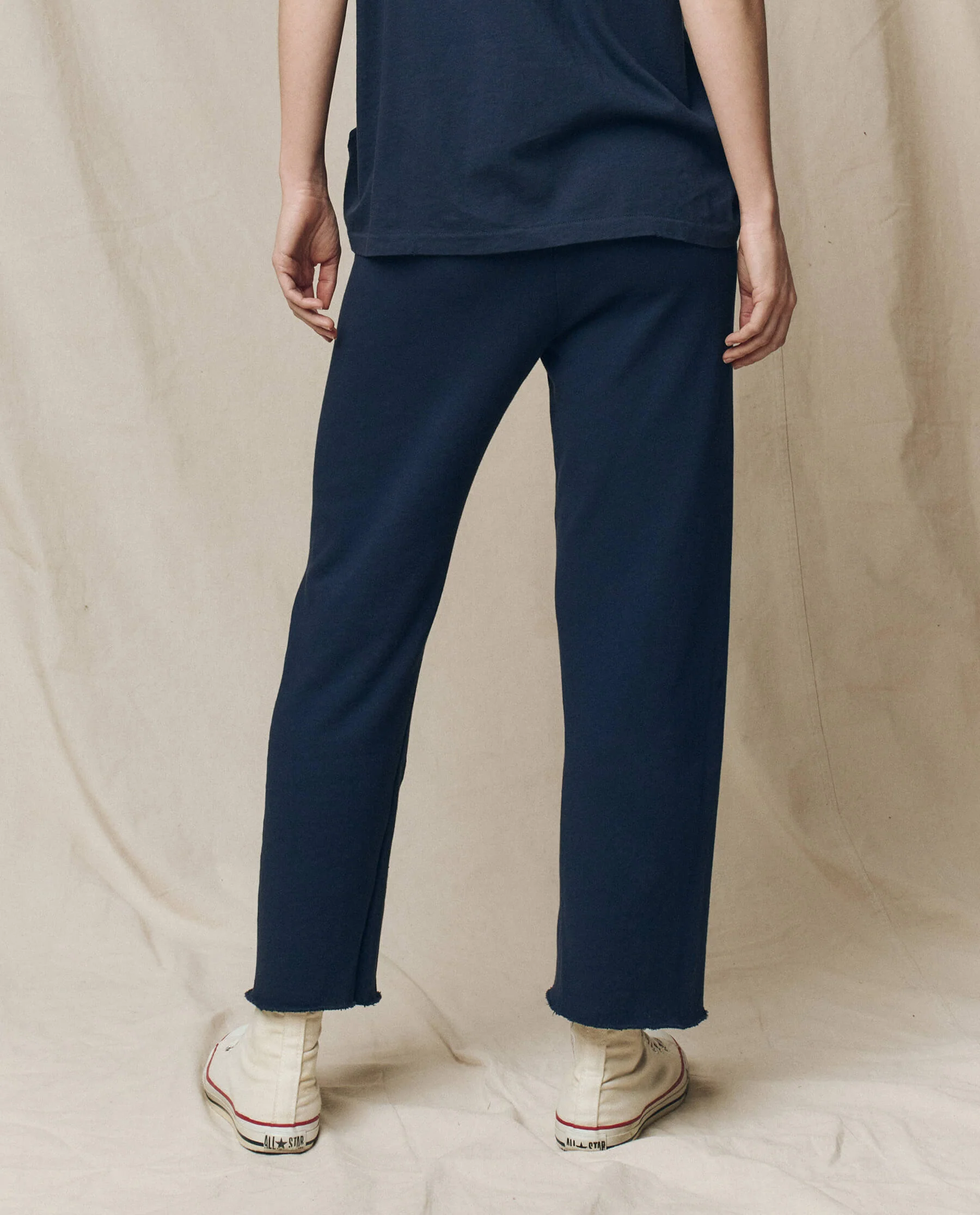The Wide Leg Cropped Sweatpant. -- True Navy - Image 2