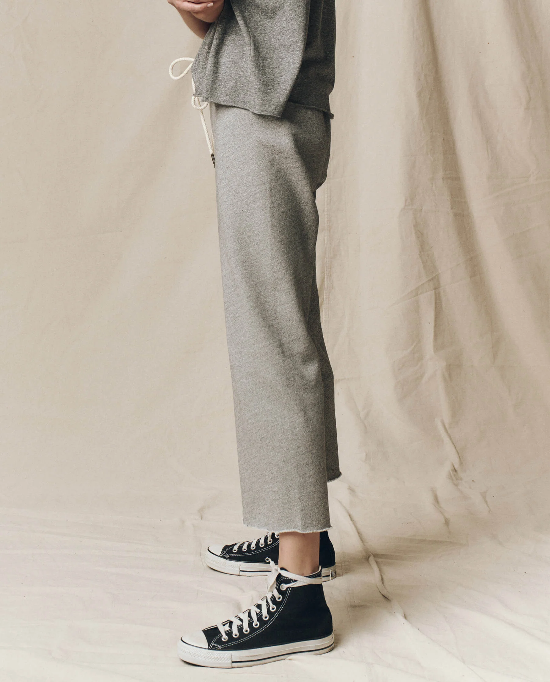 The Wide Leg Cropped Sweatpant. -- Varsity Grey - Image 4
