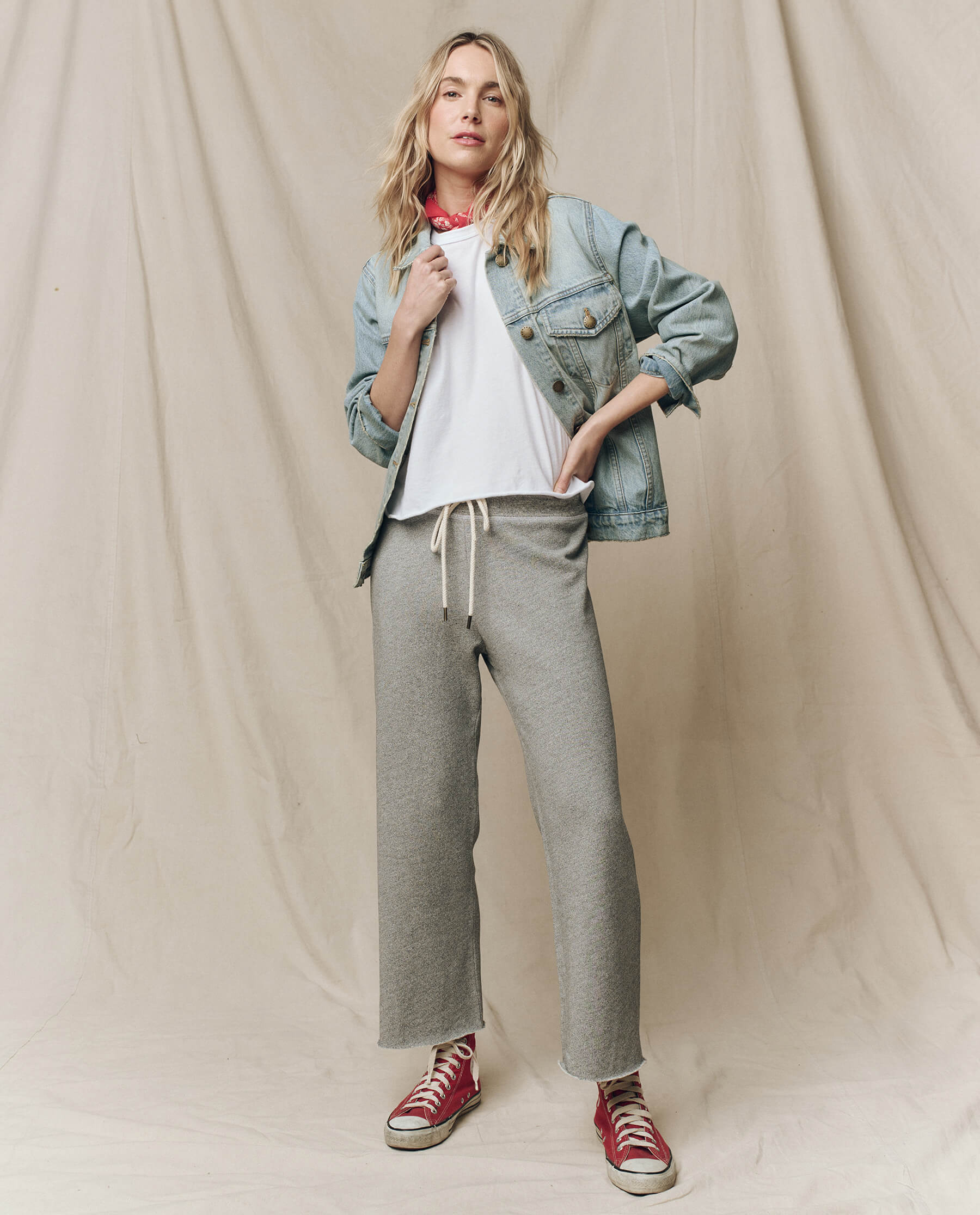 The Wide Leg Cropped Sweatpant. -- Varsity Grey - Image 5