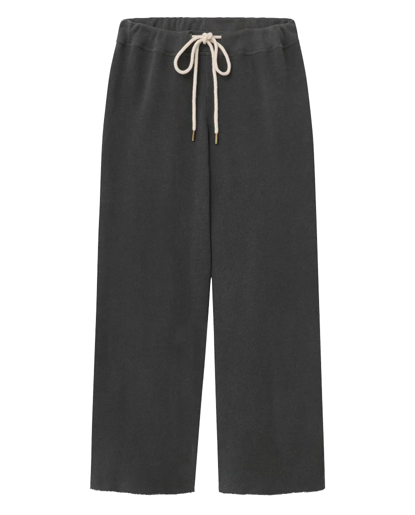 The Wide Leg Cropped Sweatpant. -- Washed Black - Image 5