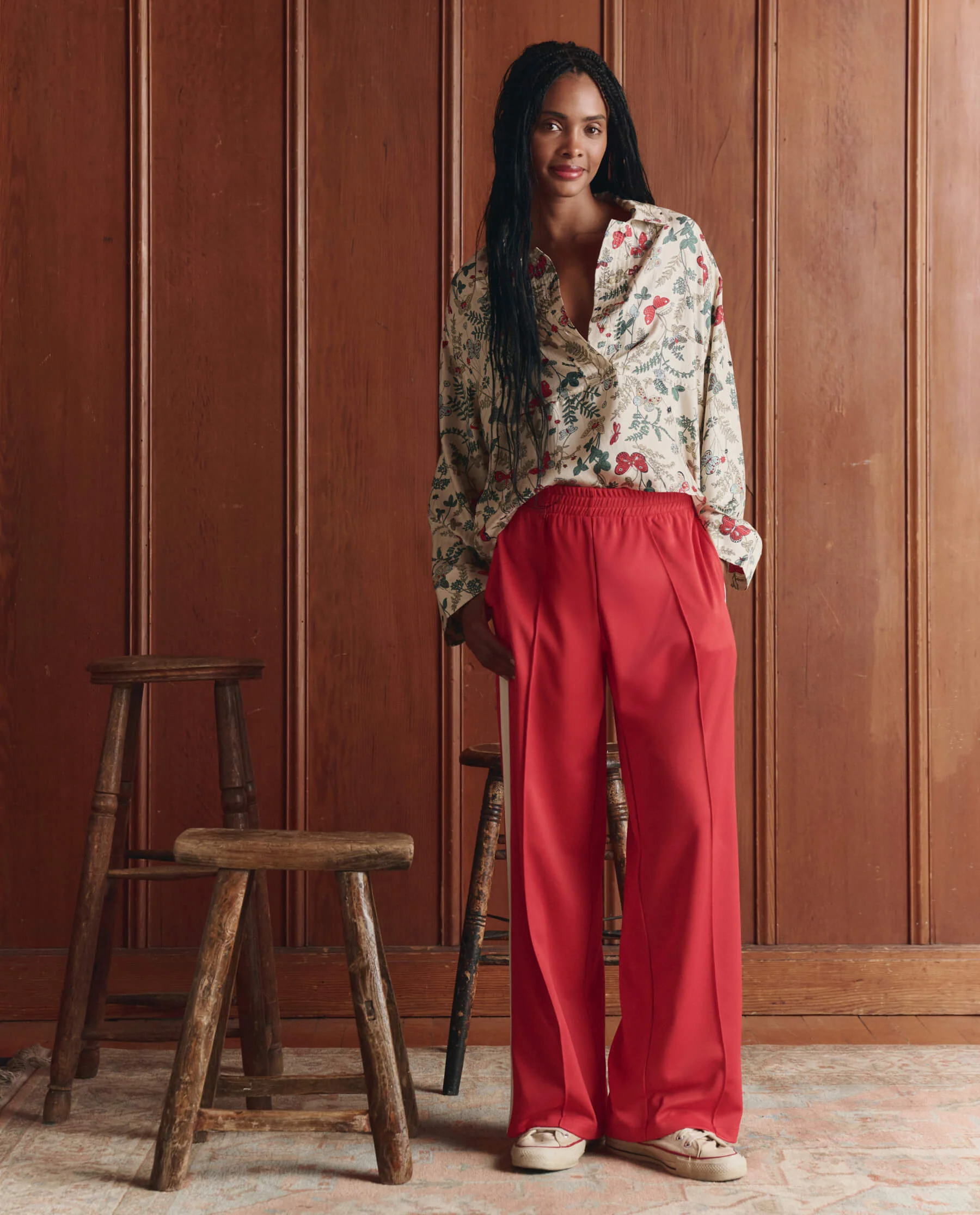 The Wide Leg Track Pant. -- Poppy Red - Image 4
