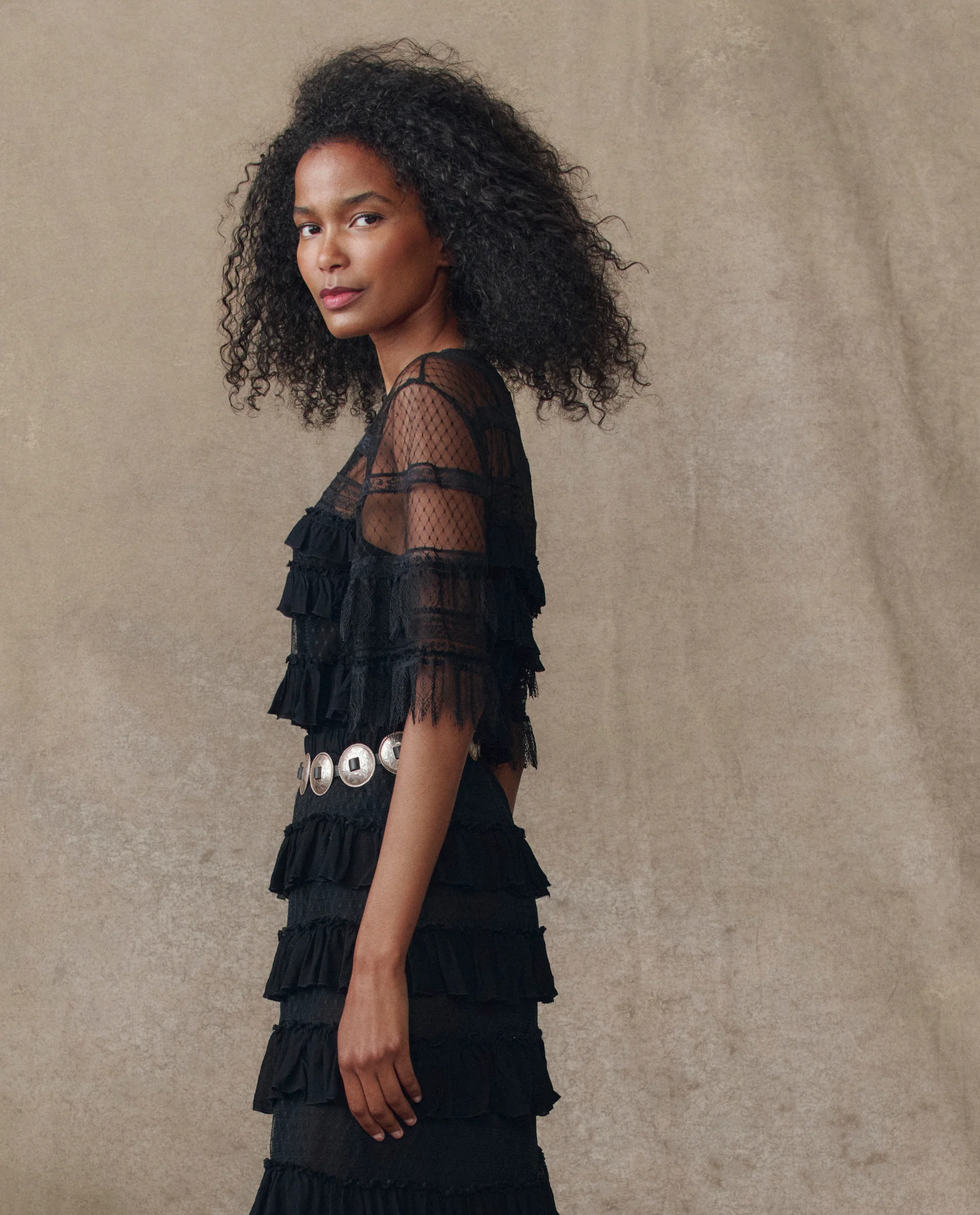 The Winter Mesh Flounce Top. -- Black - Image 3