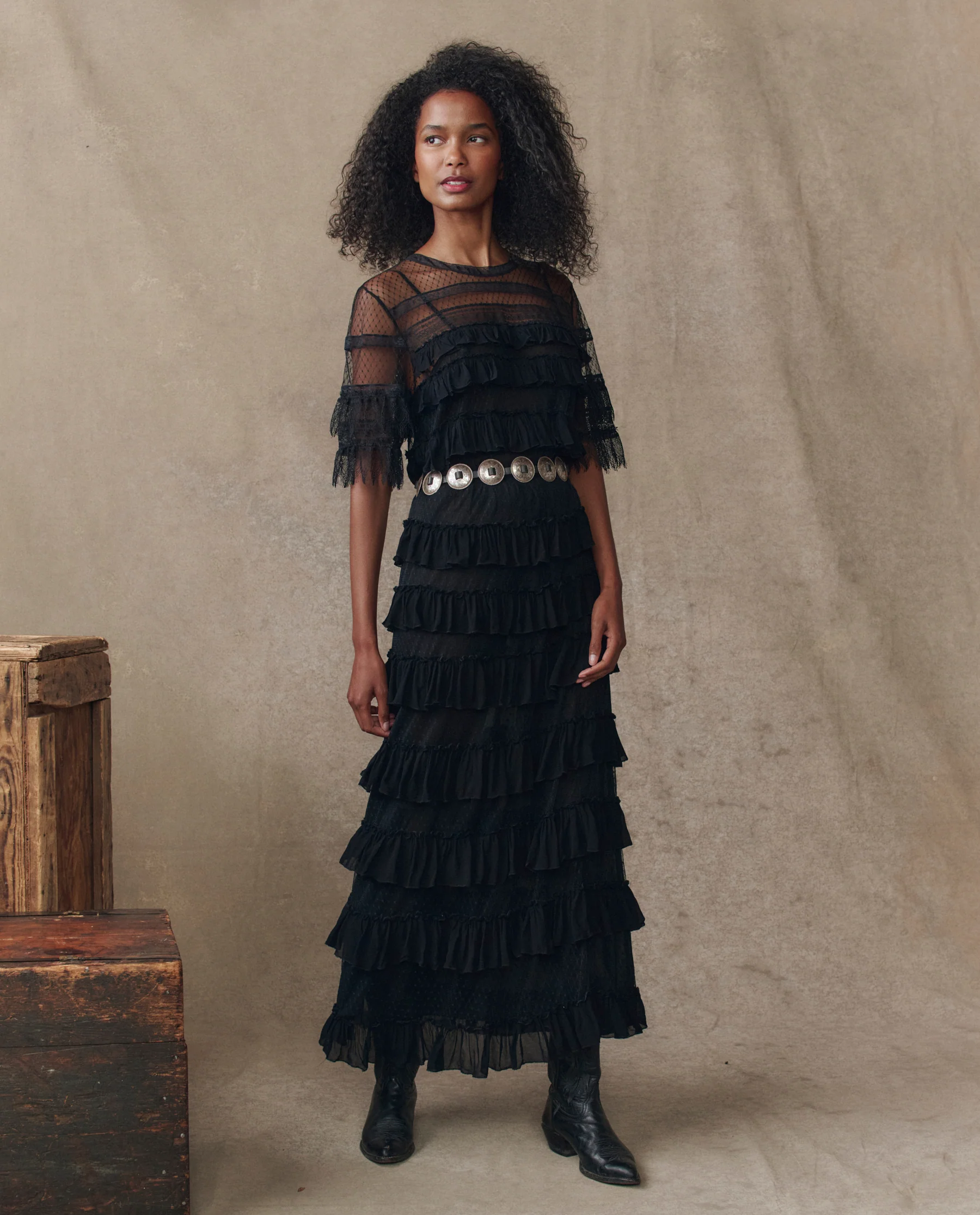 The Winter Mesh Flounce Top. -- Black - Image 4
