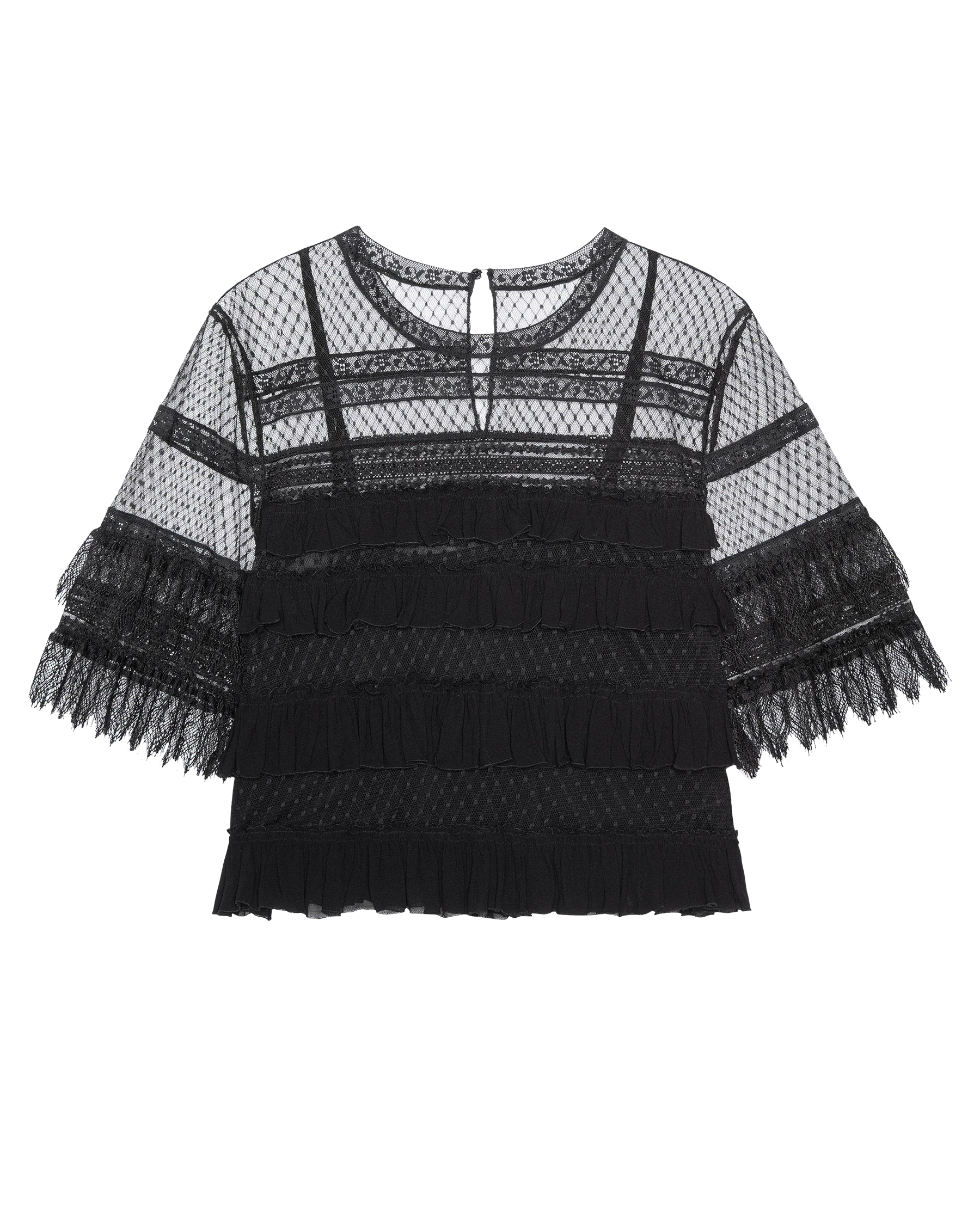 The Winter Mesh Flounce Top. -- Black - Image 6