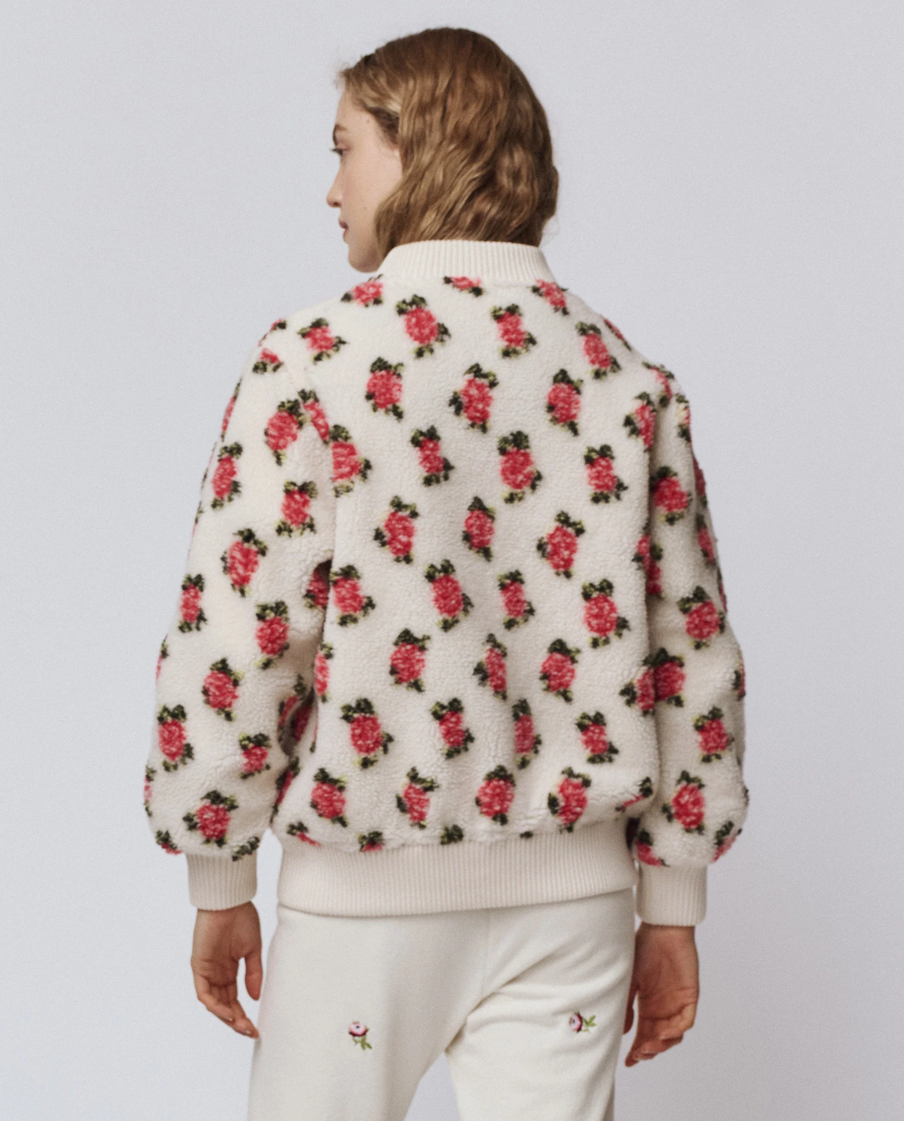The Zip Front Plush Bomber. -- Cream Rose - Image 3