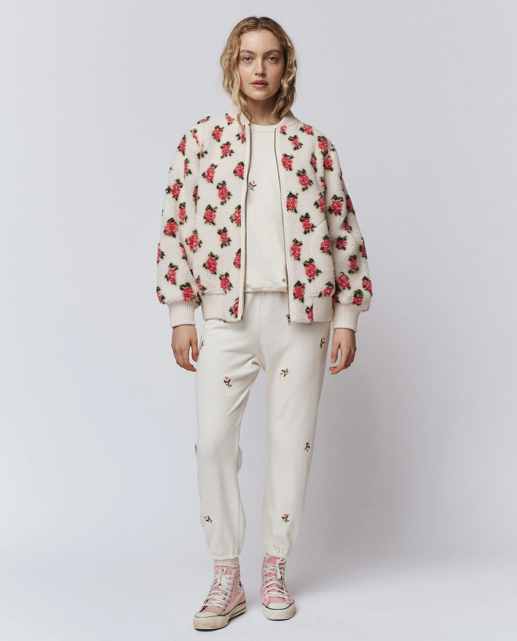 The Zip Front Plush Bomber. -- Cream Rose - Image 5