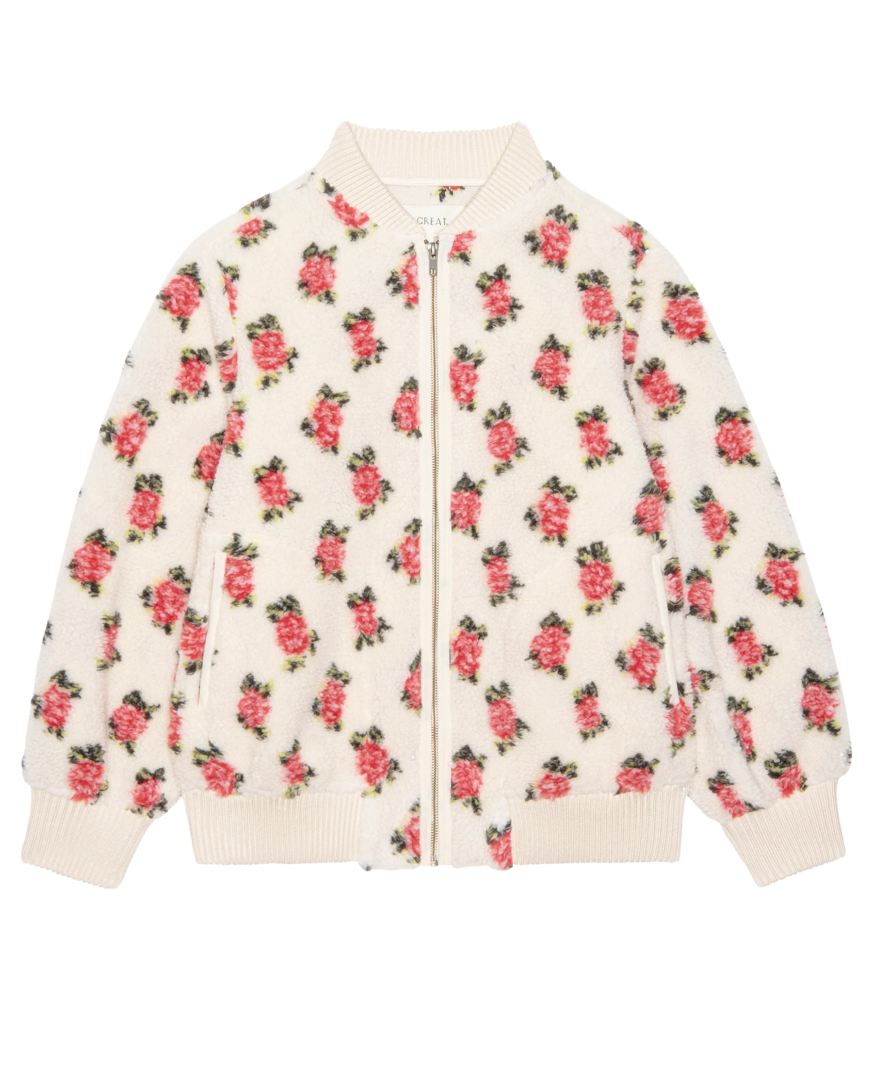 The Zip Front Plush Bomber. -- Cream Rose - Image 6