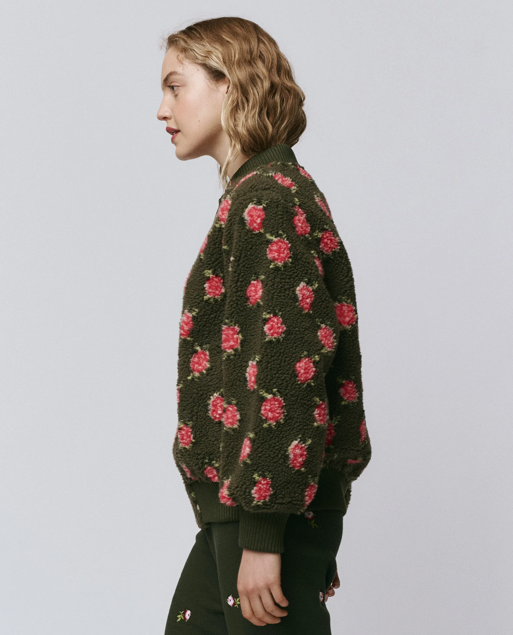 The Zip Front Plush Bomber. -- Woodland Green - Image 4