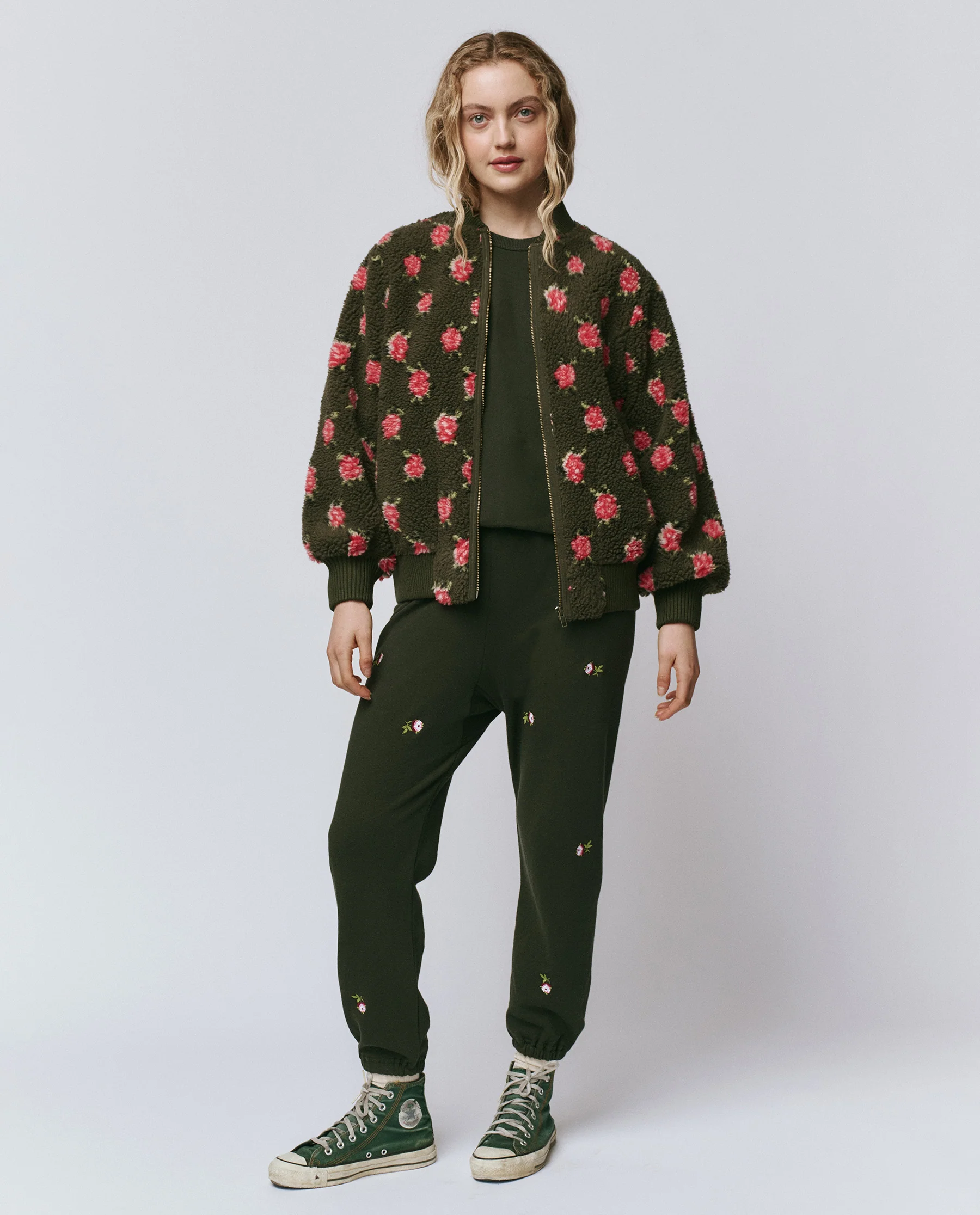 The Zip Front Plush Bomber. -- Woodland Green - Image 5
