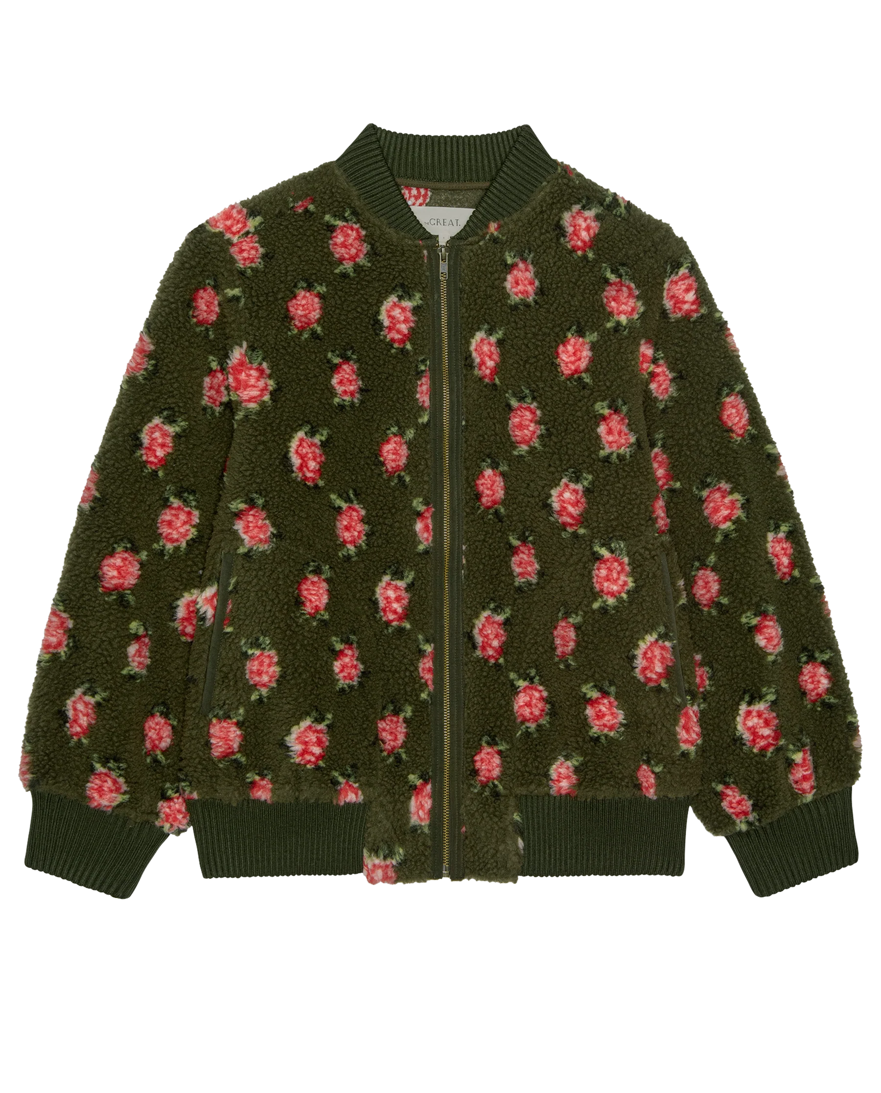 The Zip Front Plush Bomber. -- Woodland Green - Image 6